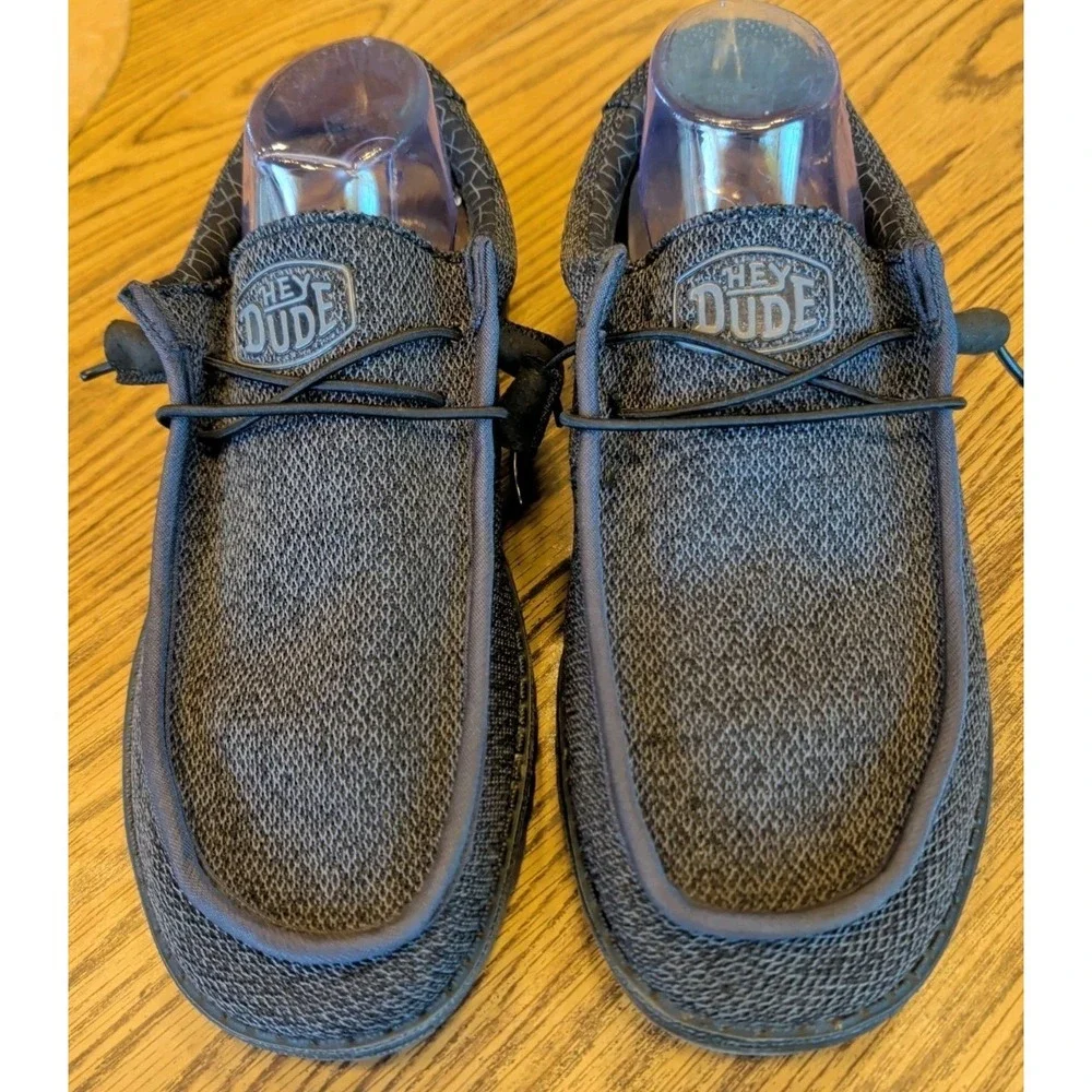 Hey Dude Wally Sox Micro Loafers Mens Size 12 Total Black Slip On Shoes